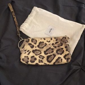 Cream leopard print wristlet with duster